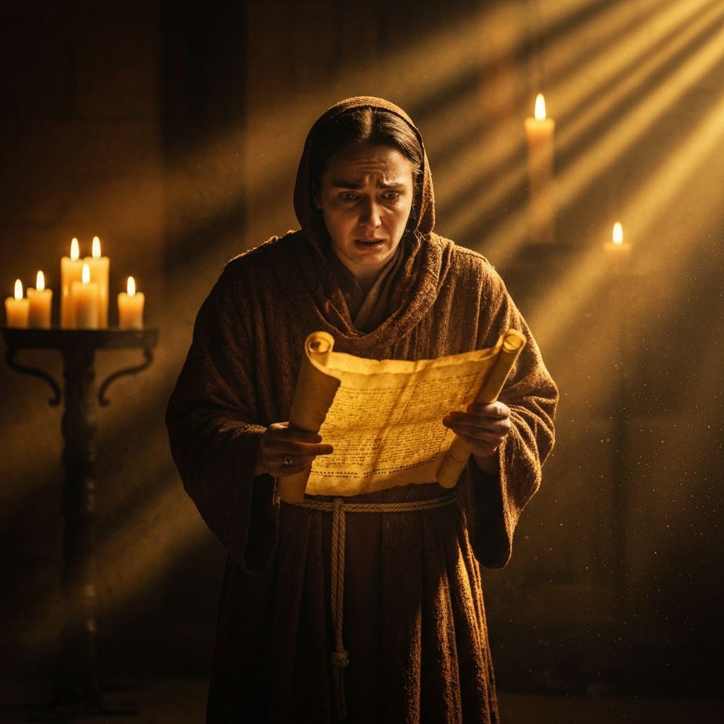 Persona leyendo pergaminos antiguos